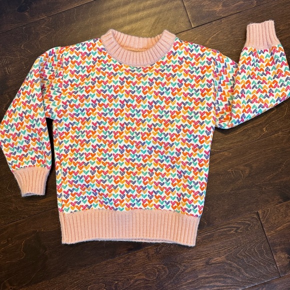 Toddler girl multicolor heart knitted sweater - Picture 1 of 3